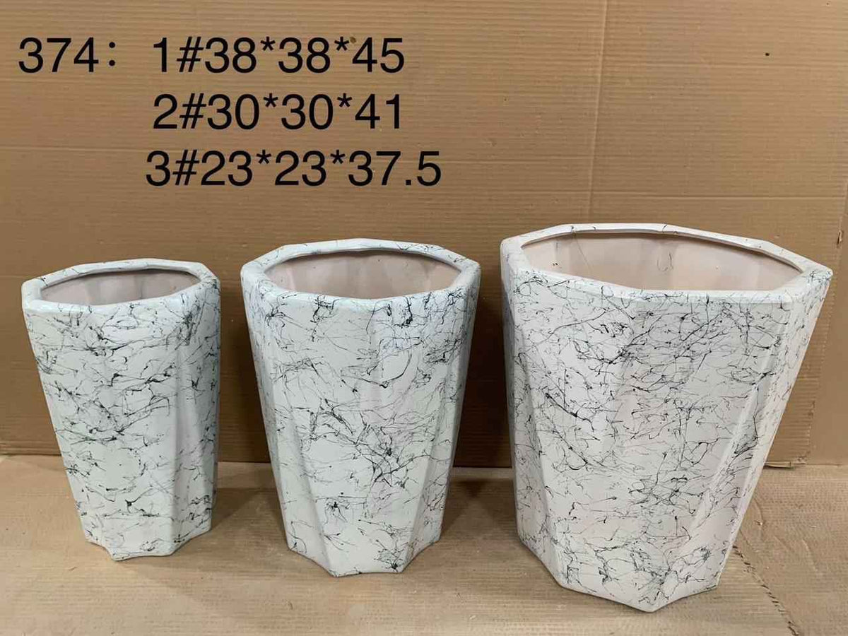Marble Design pot (3 PCS)
