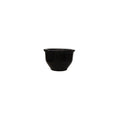 Glossy black ceramic round plant pot with wide rim on white background